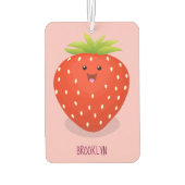 Cute kawaii strawberry cartoon illustration luchtverfrisser (Achterkant)