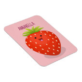 Cute kawaii strawberry cartoon illustration magneet (Rechterzijde)