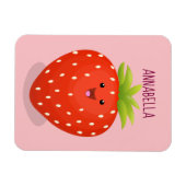Cute kawaii strawberry cartoon illustration magneet (Horizontaal)