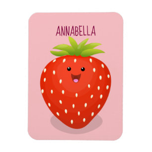 Cute kawaii strawberry cartoon illustration magneet