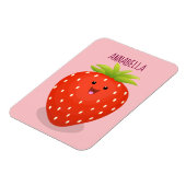 Cute kawaii strawberry cartoon illustration magneet (Linkerzijde)