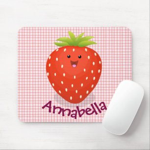 Cute kawaii strawberry cartoon illustration muismat