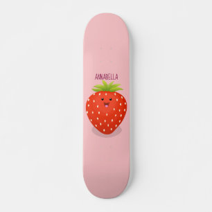 Cute kawaii strawberry cartoon illustration persoonlijk skateboard