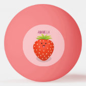 Cute kawaii strawberry cartoon illustration pingpongbal (Achterkant)