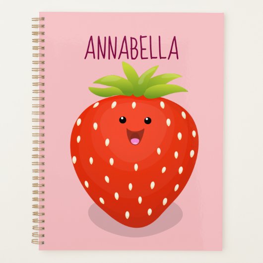 Cute kawaii strawberry cartoon illustration planner (Voorkant)