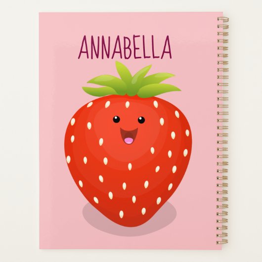 Cute kawaii strawberry cartoon illustration planner (Achterkant)
