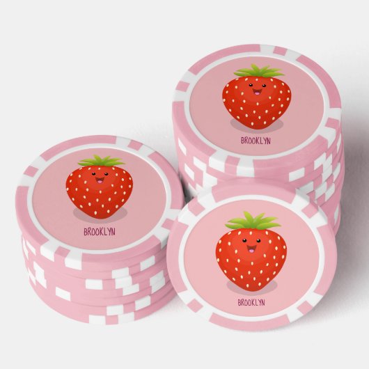 Cute kawaii strawberry cartoon illustration poker chips (Opstapeling)