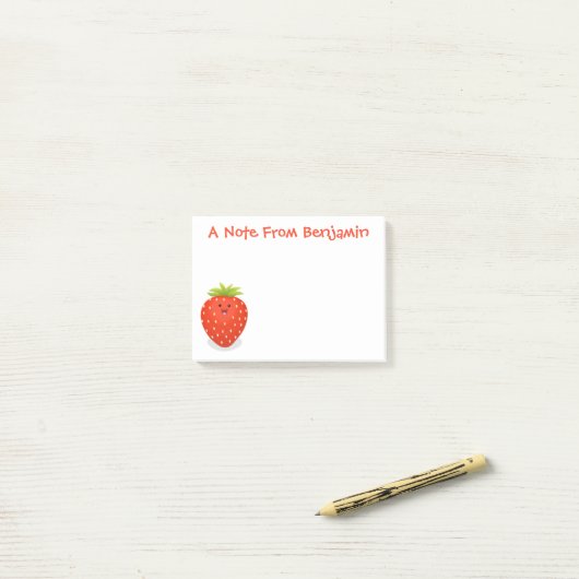Cute kawaii strawberry cartoon illustration post-it® notes (Op bureau)