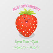 Cute kawaii strawberry cartoon illustration raamsticker (Vel)