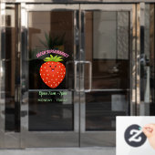 Cute kawaii strawberry cartoon illustration raamsticker (Kantoordeur)