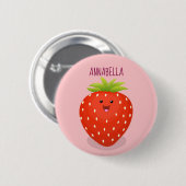 Cute kawaii strawberry cartoon illustration ronde button 5,7 cm (Voorkant /achterkant)