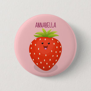Cute kawaii strawberry cartoon illustration ronde button 5,7 cm
