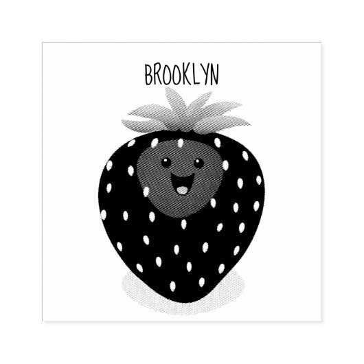 Cute kawaii strawberry cartoon illustration rubberstempel (Afrduk)