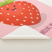Cute kawaii strawberry cartoon illustration sherpa deken (3/4)
