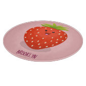 Cute kawaii strawberry cartoon illustration snijplank (Hoek)