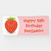 Cute kawaii strawberry cartoon illustration spandoek (Horizontaal)