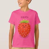 Cute kawaii strawberry cartoon illustration t-shirt (Voorkant)
