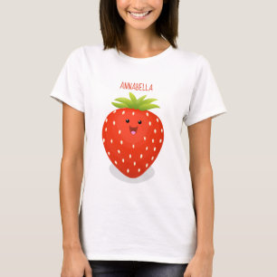 Cute kawaii strawberry cartoon illustration t-shirt