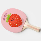 Cute kawaii strawberry cartoon illustration tafeltennisbatje (Zijkant)