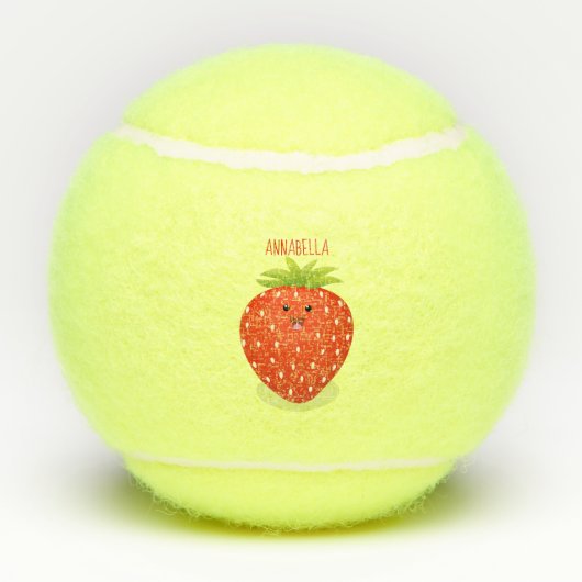 Cute kawaii strawberry cartoon illustration tennisballen (Achterkant)