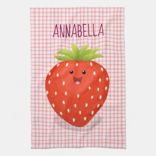Cute kawaii strawberry cartoon illustration theedoek