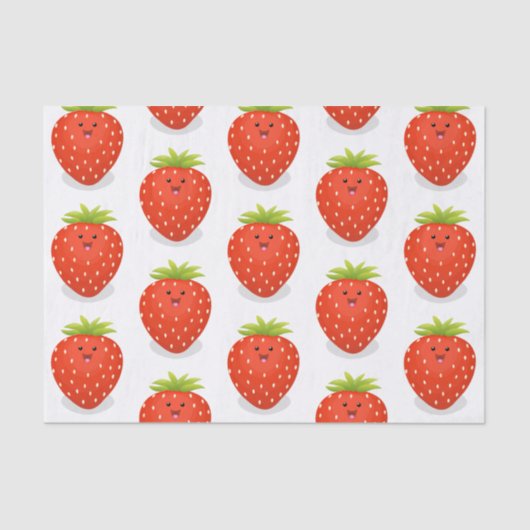 Cute kawaii strawberry cartoon illustration tissuepapier (Voorkant)