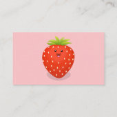 Cute kawaii strawberry cartoon illustration visitekaartje (Achterkant)