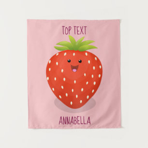 Cute kawaii strawberry cartoon illustration wandkleed