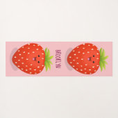 Cute kawaii strawberry cartoon illustration yogamat (Achterkant (horizontaal))