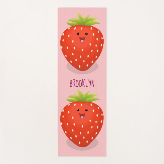 Cute kawaii strawberry cartoon illustration yogamat (Voorkant)