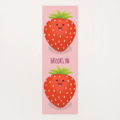 Cute kawaii strawberry cartoon illustration yogamat (Achterkant)