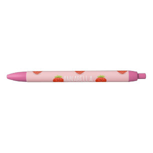 Cute kawaii strawberry cartoon illustration zwarte inkt pen