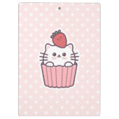 Cute Kawaii Strawberry Cat Cupcake Cartoon Klembord (Achterkant)