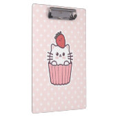 Cute Kawaii Strawberry Cat Cupcake Cartoon Klembord (Rechts)