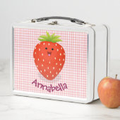Cute kawaii strawberry check cartoon illustration (In situ)