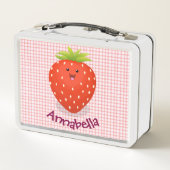 Cute kawaii strawberry check cartoon illustration (Achterkant)