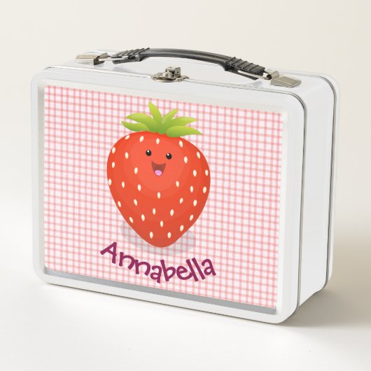 Cute kawaii strawberry check cartoon illustration (Voorkant)
