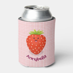 Cute kawaii strawberry check cartoon illustration blikjeskoeler