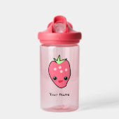 Cute Kawaii Strawberry Clear Pink Kinder monogramm Waterfles (Voorkant)