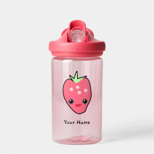 Cute Kawaii Strawberry Clear Pink Kinder monogramm Waterfles