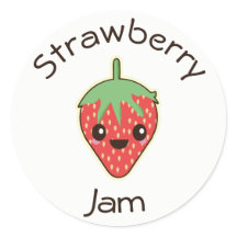 Cute Kawaii Strawberry Jam Jar Label