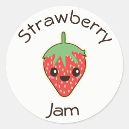 Cute Kawaii Strawberry Jam Jar Label
