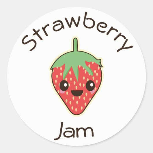 Cute Kawaii Strawberry Jam Jar Label (Voorkant)