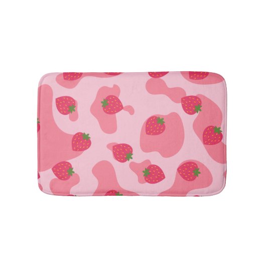 Cute Kawaii Strawberry Koe Pattern Badmat (Voorkant)