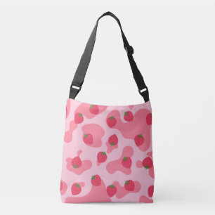 Cute Kawaii Strawberry Koe Pattern Crossbody Tas