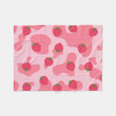 Cute Kawaii Strawberry Koe Pattern Fleece Deken (Voorkant (Horizontaal))