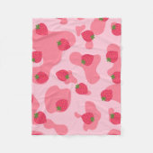 Cute Kawaii Strawberry Koe Pattern Fleece Deken (Voorkant)