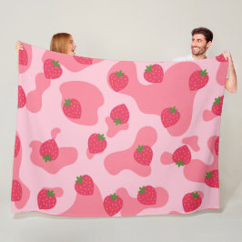 Cute Kawaii Strawberry Koe Pattern Fleece Deken