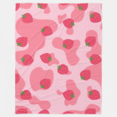Cute Kawaii Strawberry Koe Pattern Fleece Deken (Voorkant)