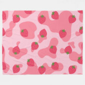Cute Kawaii Strawberry Koe Pattern Fleece Deken (Voorkant (Horizontaal))